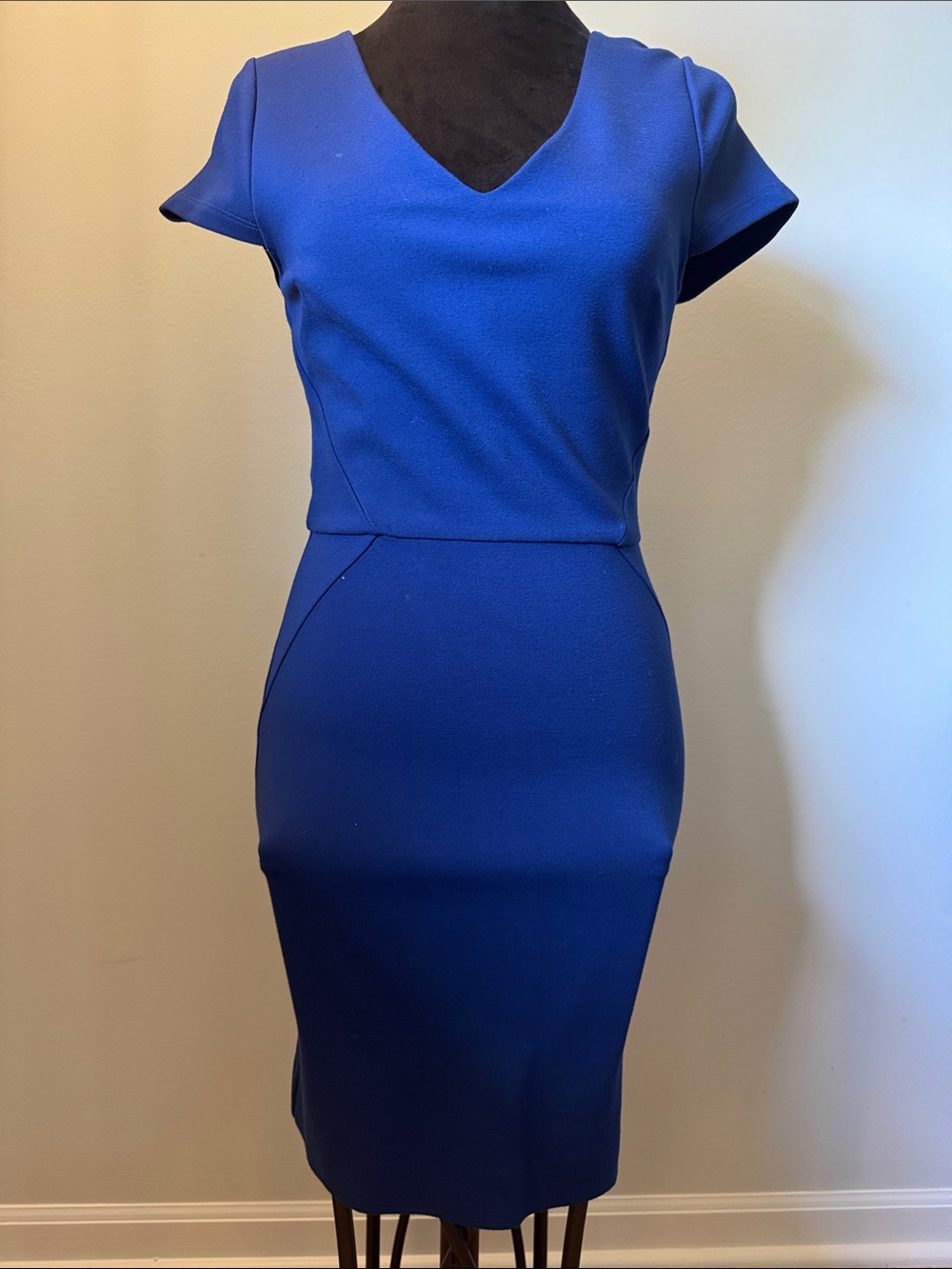 French Connection Cobalt Blue V-Neck Midi Dress
